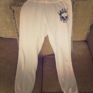 White Lauren Moshi Sweats w/ Skull